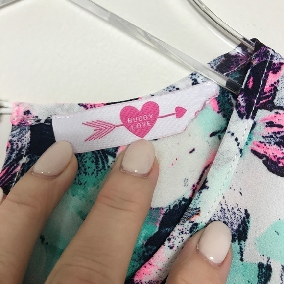 Buddy Love Nadia Daisy Shift Tank Green/Pink/White - Picture 7 of 8